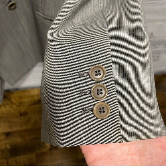 Mens Gian Giacomo Soleri Wool Blazer Size 46 LG Gray Double Breasted Peak Lapel - Picture 8 of 14